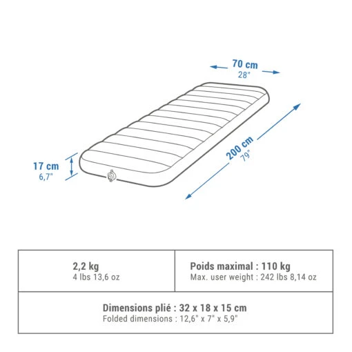 Quechua Inflatable Camping Mattress Air Comfort 70 Cm 1 Person -Quechua Shop k0c53e20e218be76082606211ba3a6ebc scaled