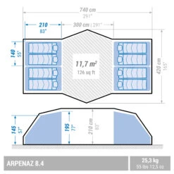Quechua 8 Man Tent With Poles - Arpenaz 8.4 -Quechua Shop k0c8c5e8db9192f48d5c87867ef6565fc
