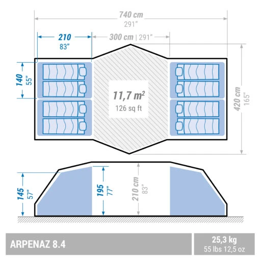 Quechua 8 Man Tent With Poles - Arpenaz 8.4 -Quechua Shop k0c8c5e8db9192f48d5c87867ef6565fc scaled