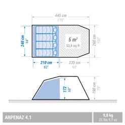 Quechua 4 Man Tent With Poles -Quechua Shop k408845330157b69650a6e59f0db14a3a