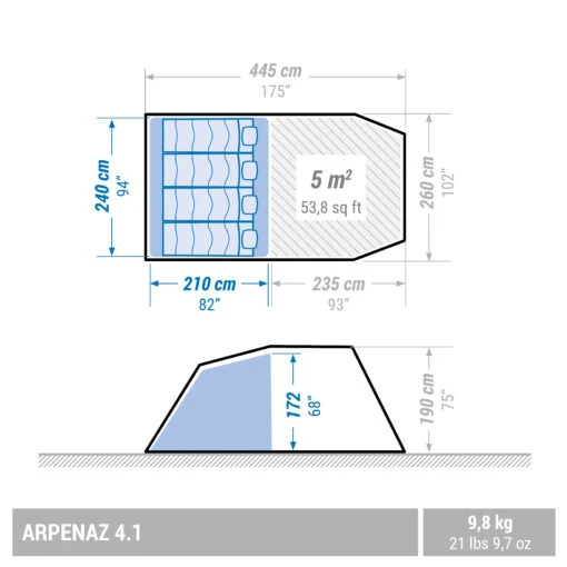 Quechua 4 Man Tent With Poles -Quechua Shop k408845330157b69650a6e59f0db14a3a scaled