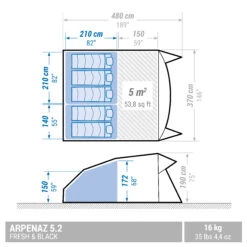 Quechua 5 Man Blackout Tent With Poles - Arpenaz 5.2 F&B -Quechua Shop k6309dc3b3c3bbe71ed0ae68e6c7d2a89