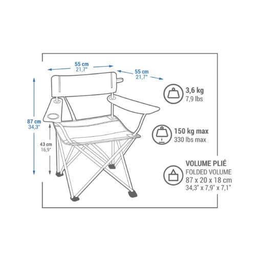 Quechua Camping Big Folding Armchair - Basic XL -Quechua Shop k9fabcdb63c23b681edea14a2f96b4050