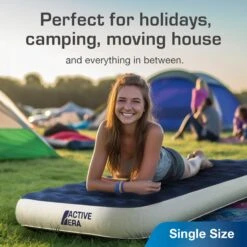 Single Camping Air Bed – Navy/White -Quechua Shop ke0160c9288cb4396f815e970710f66df